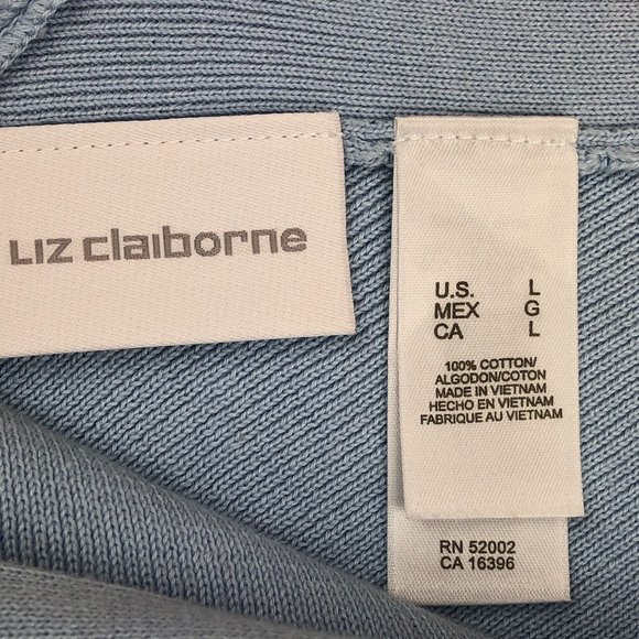 Liz Clairborne Light Blue V-Neck Knit Sweater w a Brooch Comfy Classic Glamcore - Picture 7 of 8